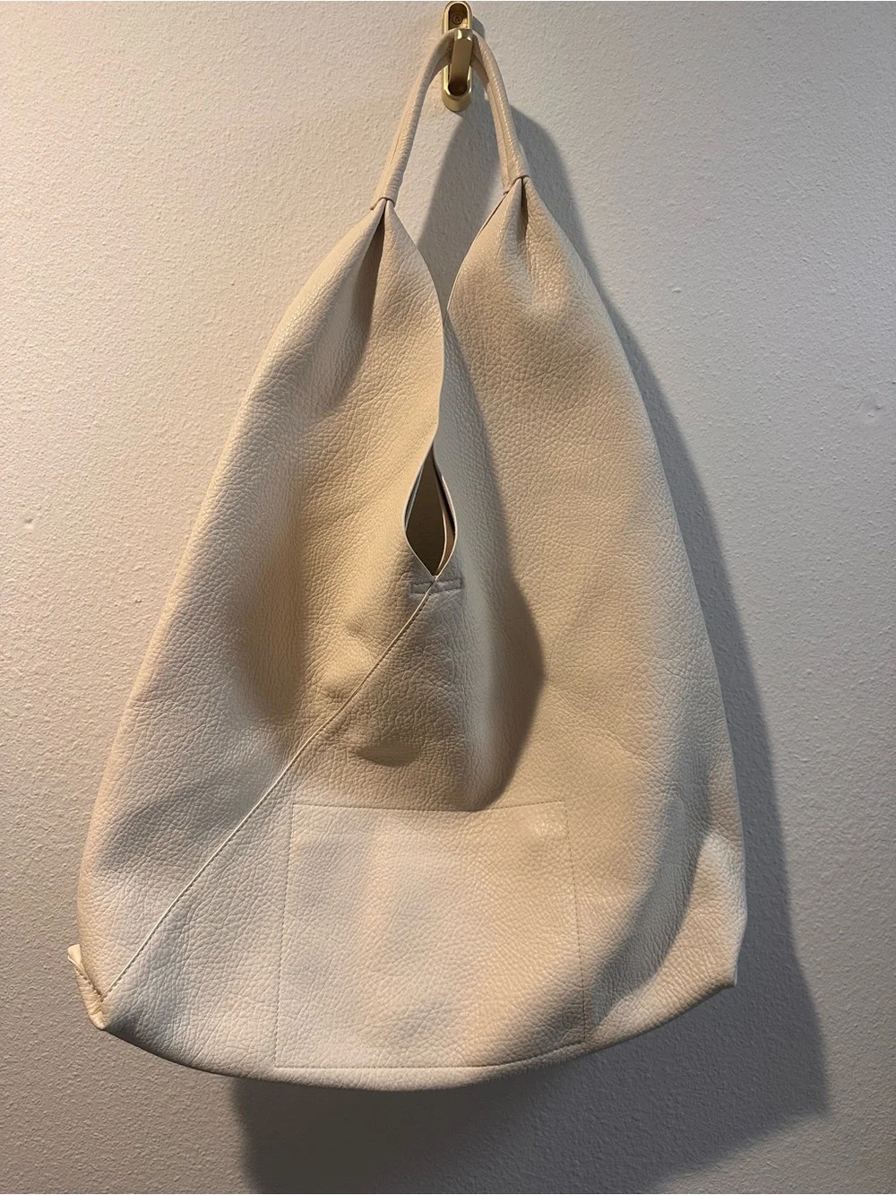 Cream Leather Hobo Bag - Unbranded